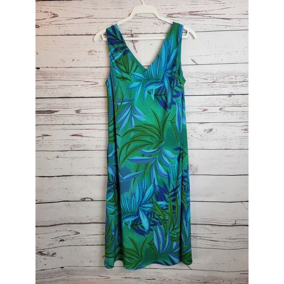 NWT Vtg Leslie Belle Shell buttons Green Blue Botanical Dress & Shirt Size 8 - Picture 16 of 16